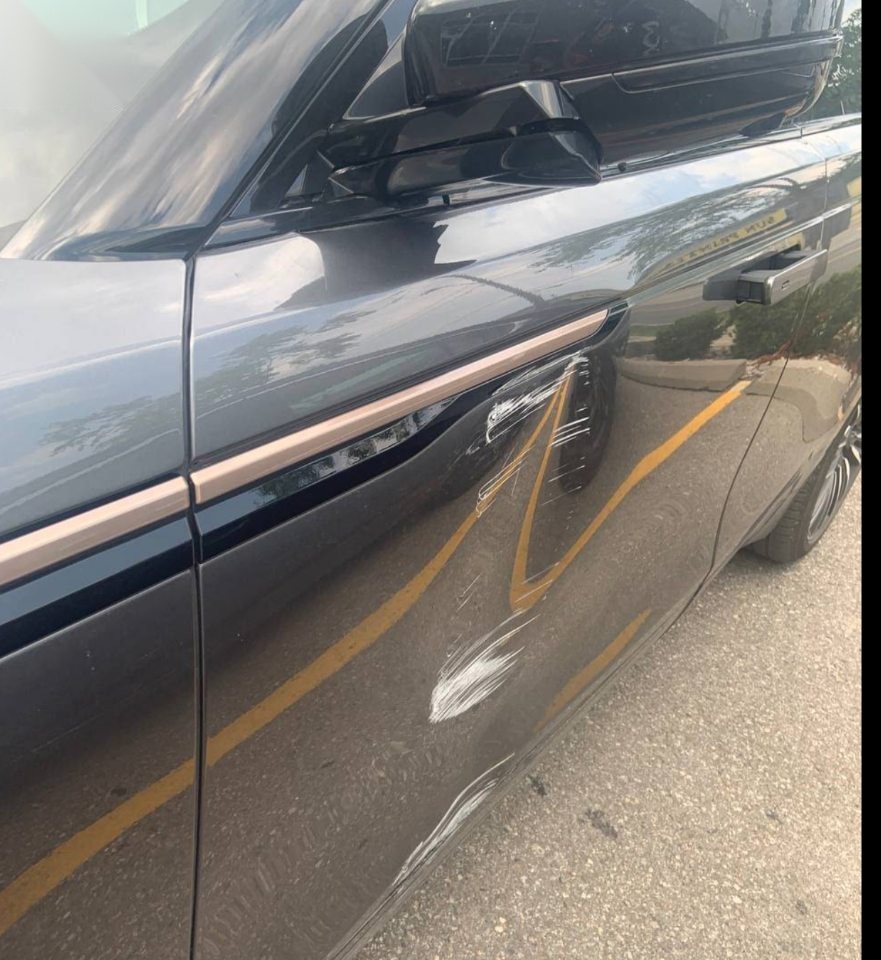 Close-up of vehicle body damage